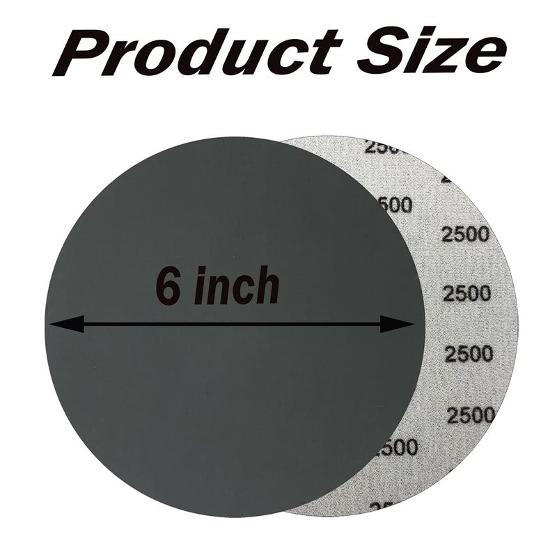 AutKerige 2500 Grit Wet Dry Sandpaper, 25 PCS 6 Inch Hook and Loop Sanding Discs with Premium Silicon Carbide Abrasive, Polishing Sandpaper Pads for Auto Polishing or Stretches Removing - Image 4